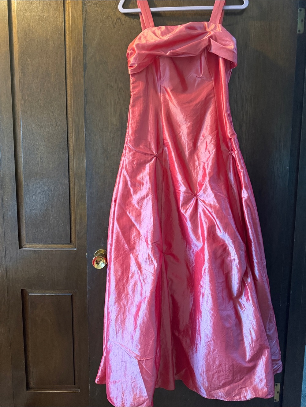 Strapless Shiny Pink Party Gown